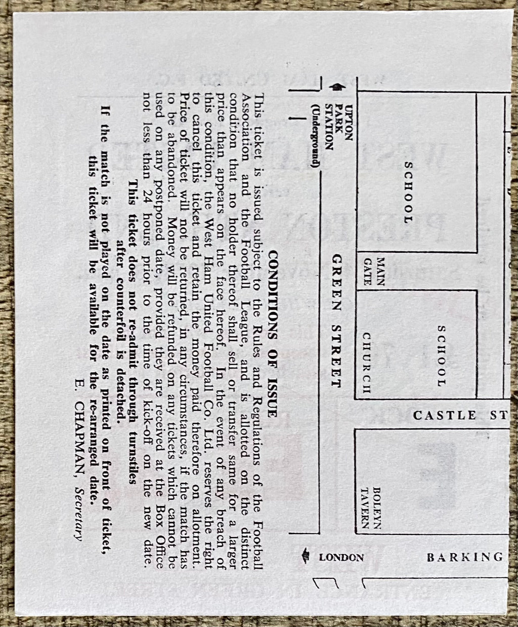 1978/79 ORIGINAL DIVISION 2 TICKET WEST HAM UNITED V PRESTON NORTH END