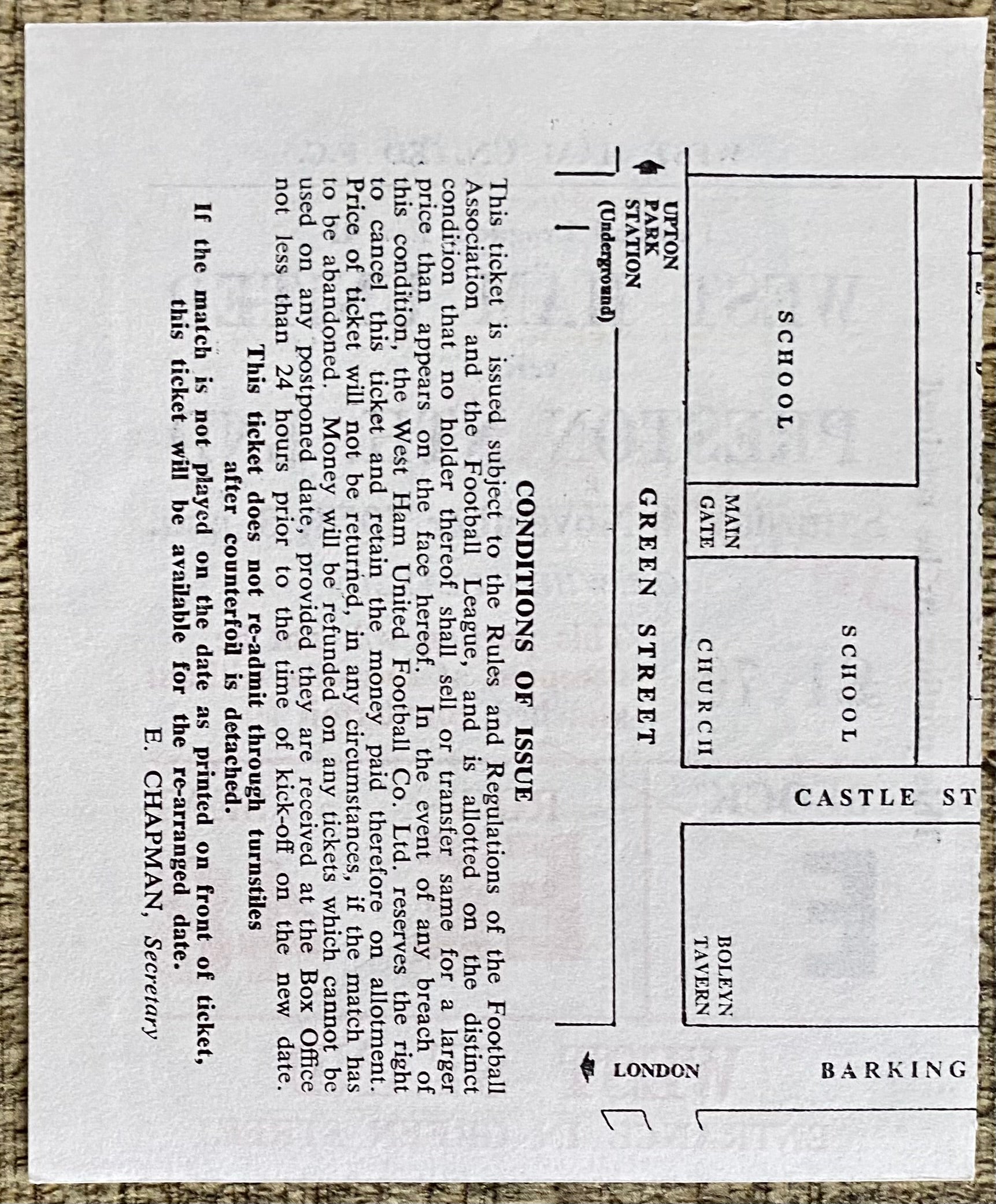 1978/79 ORIGINAL DIVISION 2 TICKET WEST HAM UNITED V PRESTON NORTH END