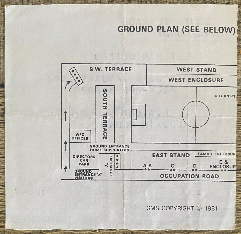 1981/82 ORIGINAL FA CUP 4TH ROUND TICKET WATFORD V WEST HAM UNITED
