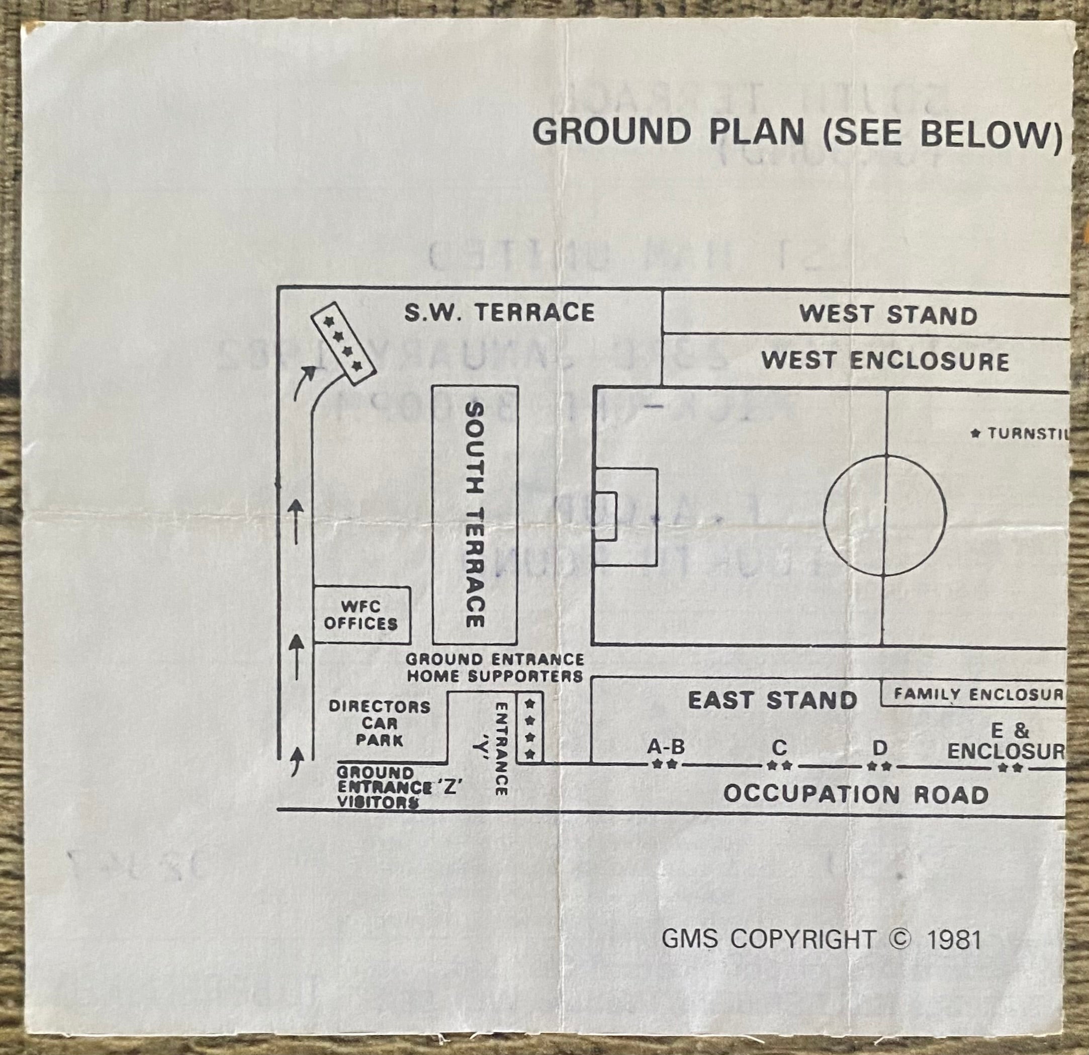 1981/82 ORIGINAL FA CUP 4TH ROUND TICKET WATFORD V WEST HAM UNITED