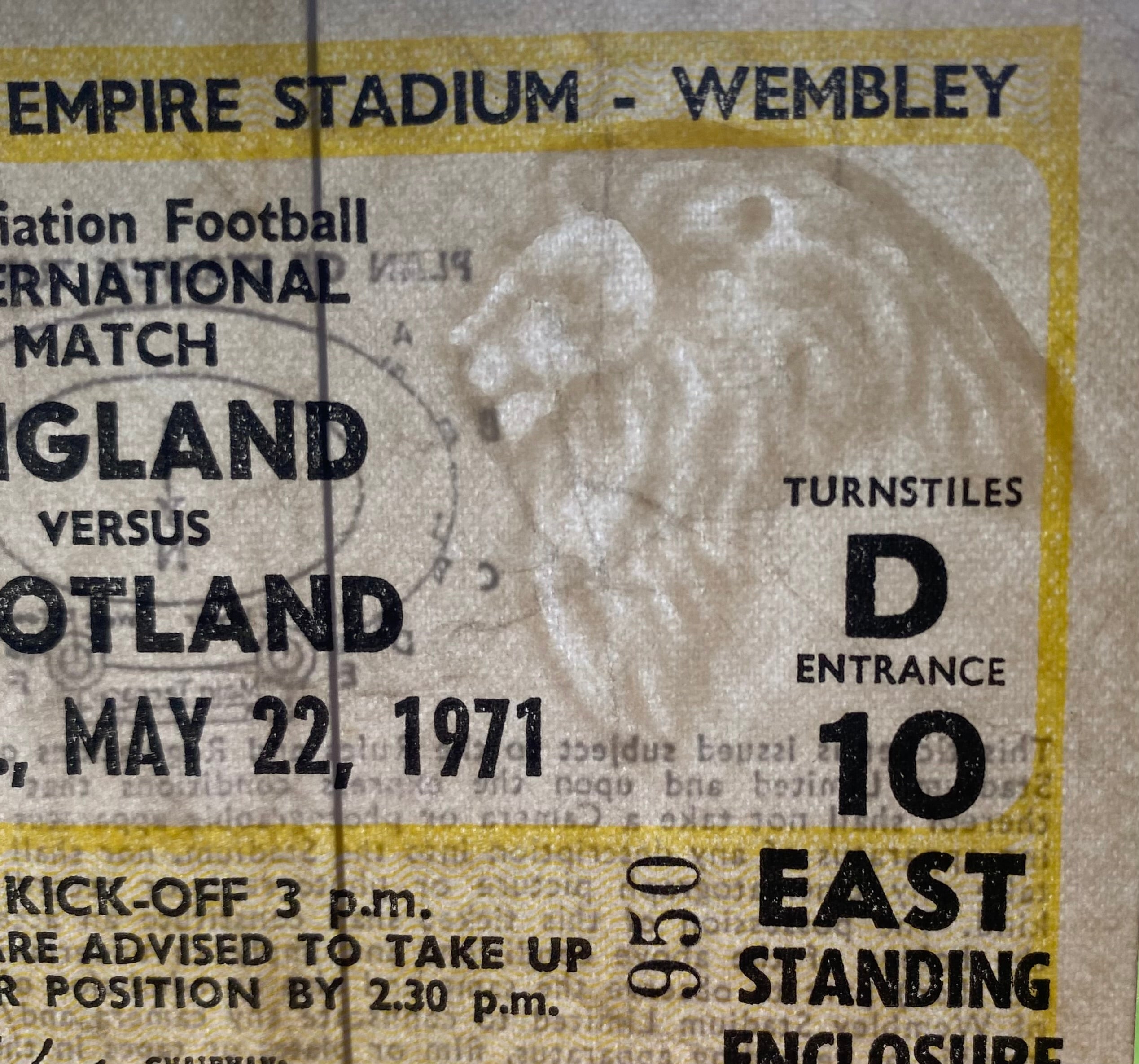 1971 ORIGINAL BRITISH HOME INTERNATIONAL CHAMPIONSHIPS TICKET ENGLAND V SCOTLAND