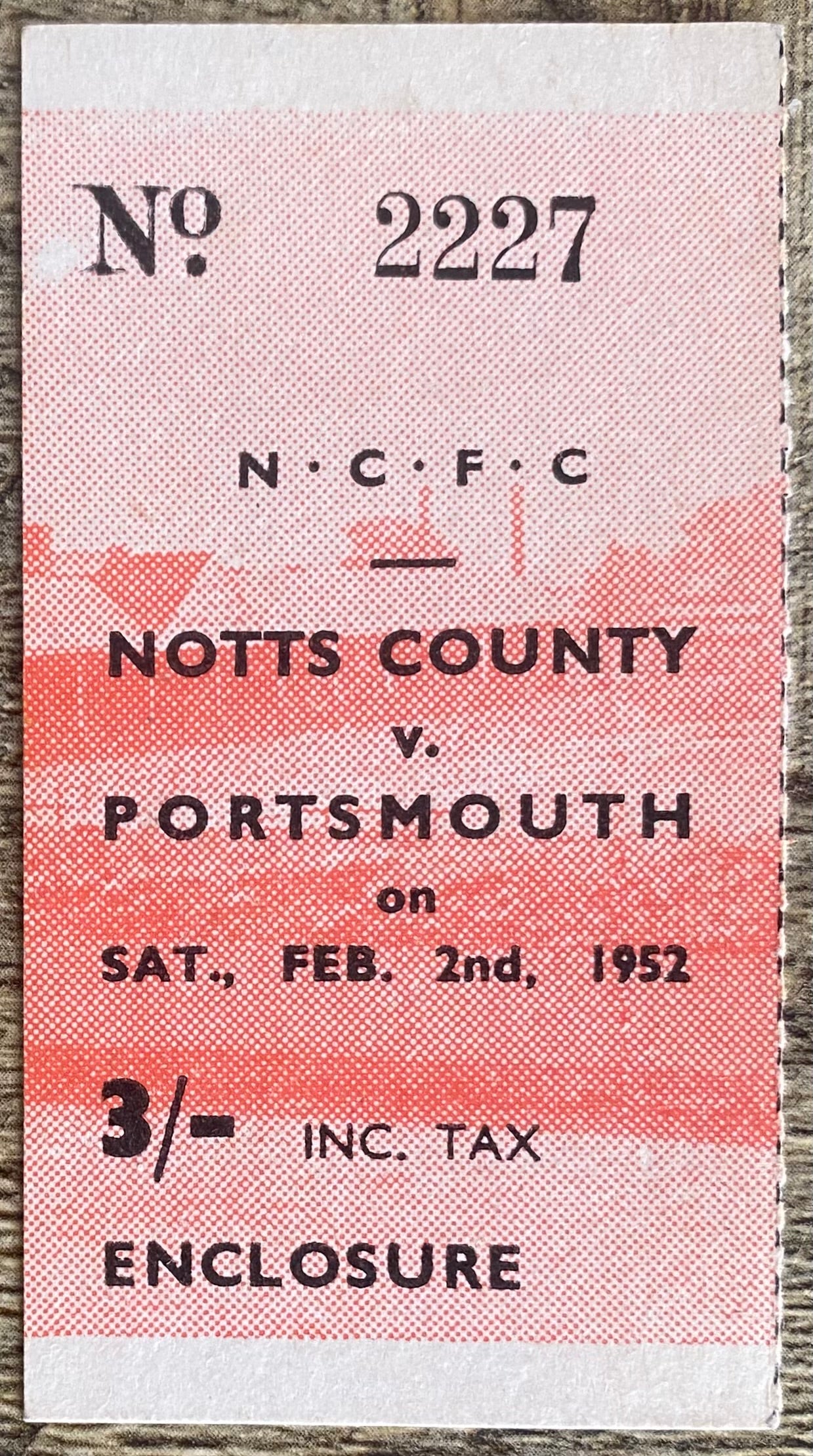 1951/52 ORIGINAL FA CUP 4TH ROUND TICKET NOTTS COUNTY V PORTSMOUTH