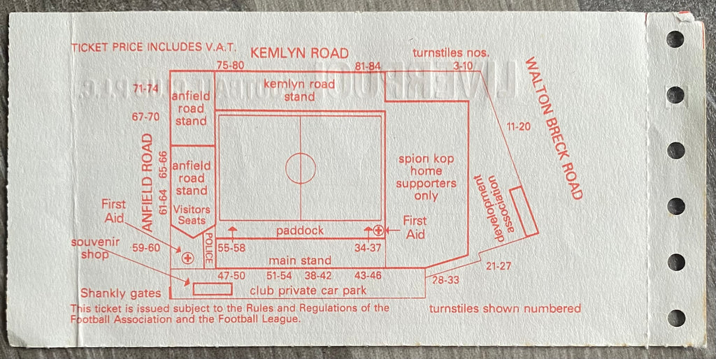 1991/92 ORIGINAL DIVISION 1 TICKET LIVERPOOL V OLDHAM ATHLETIC