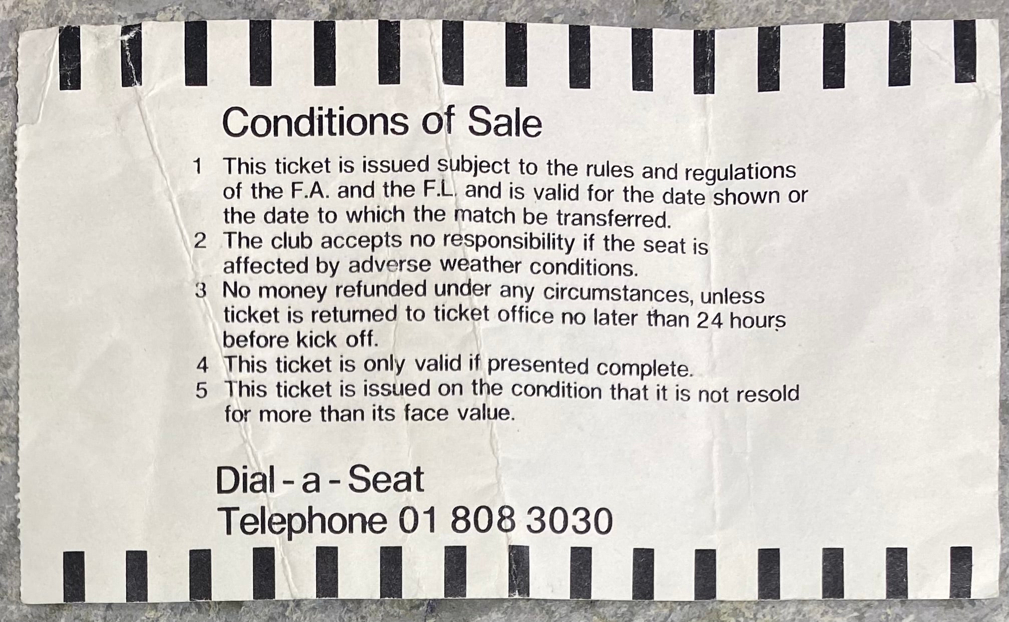 1985/86 ORIGINAL DIVISION ONE TICKET TOTTENHAM HOTSPUR V MANCHESTER CITY