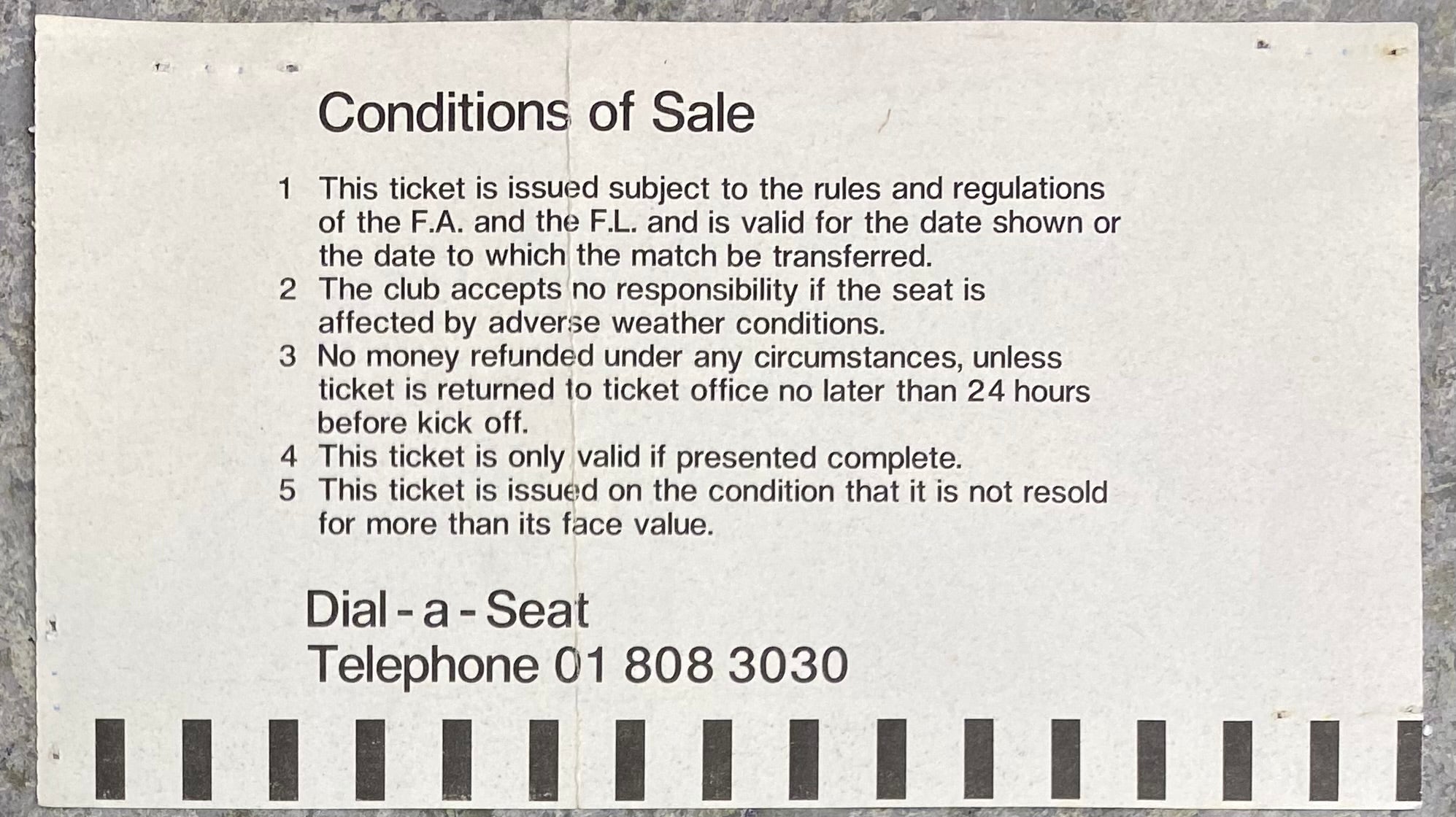 1984/85 ORIGINAL UEFA CUP 4TH ROUND 1ST LEG TICKET TOTTENHAM HOTSPUR V REAL MADRID