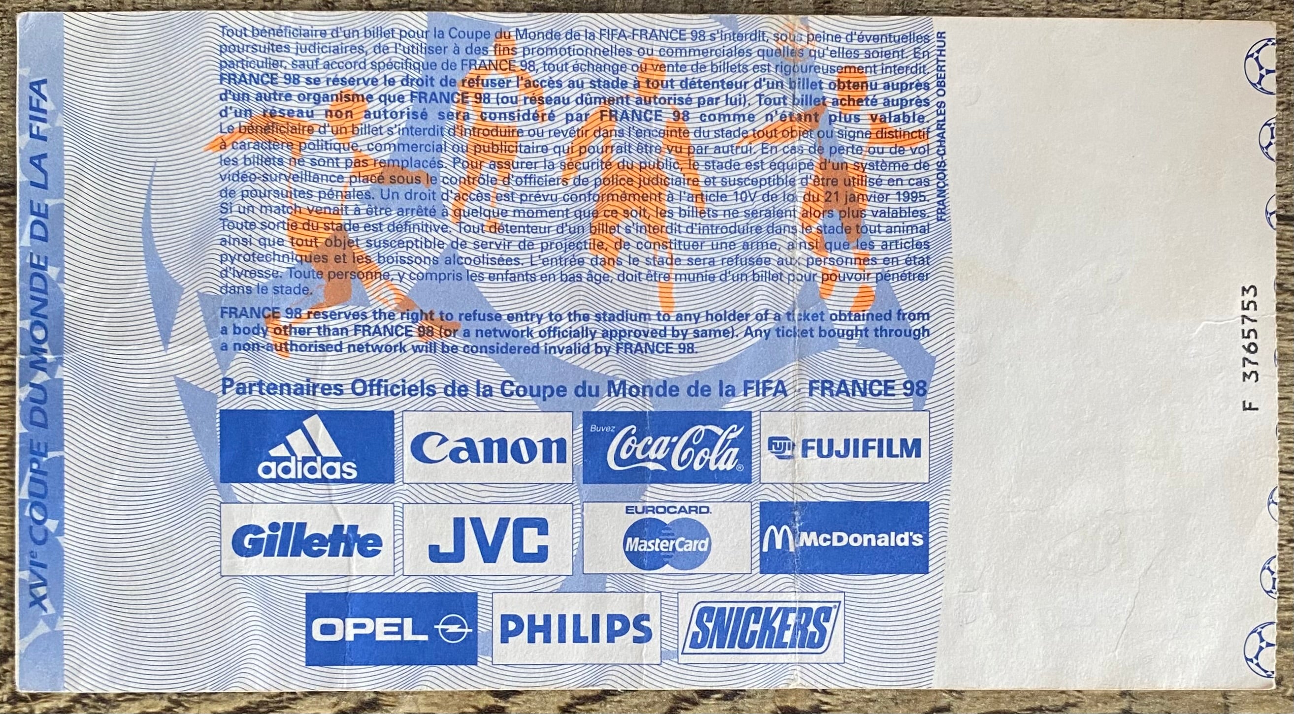 1998 ORIGINAL WORLD CUP 1ST ROUND TICKET ENGLAND V ROMANIA @ TOULOUSE