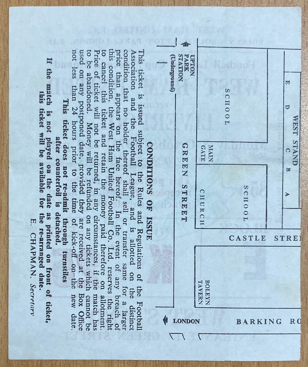 1973/74 ORIGINAL LEAGUE CUP 2ND ROUND TICKET WEST HAM UNITED V LIVERPOOL