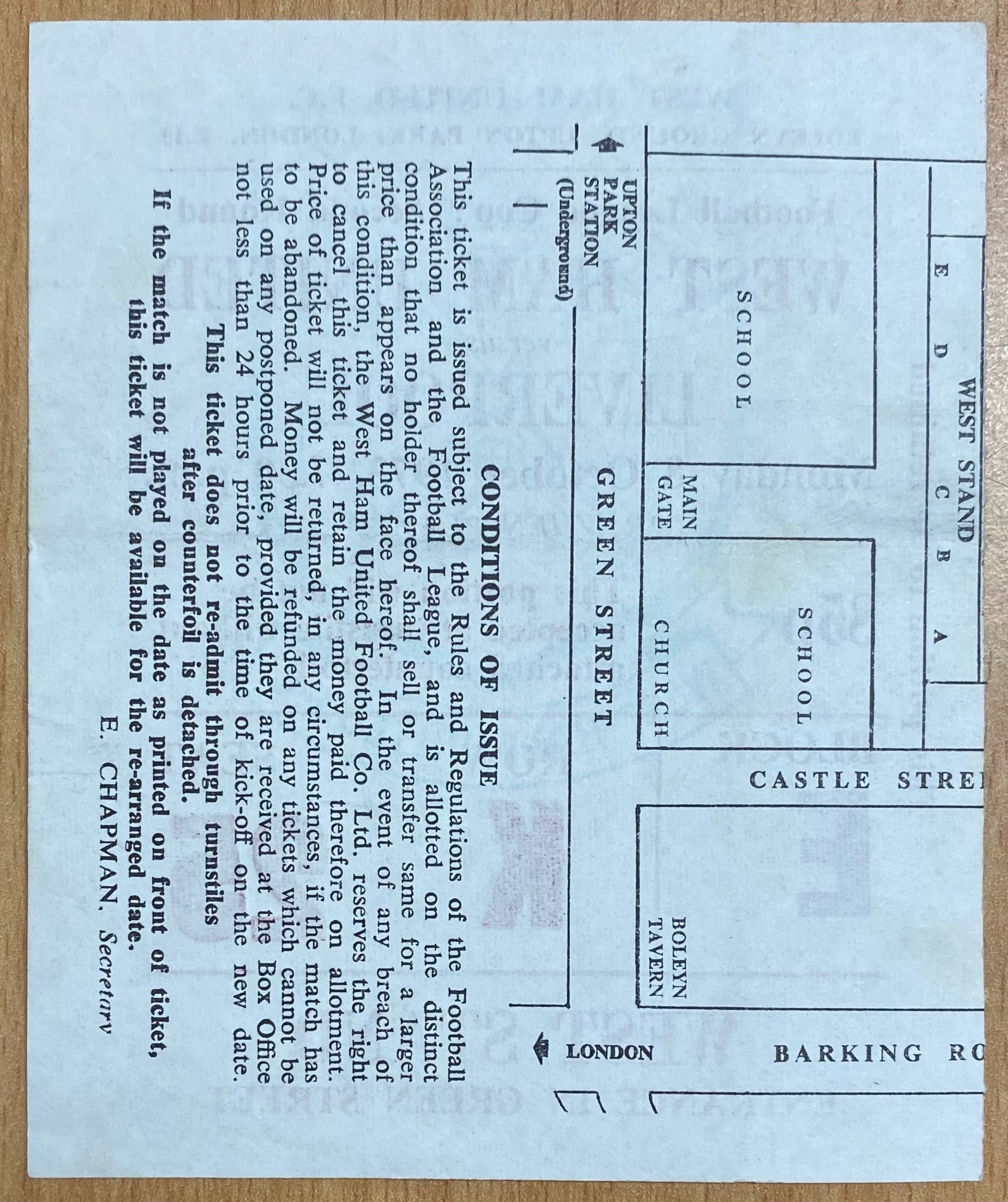 1973/74 ORIGINAL LEAGUE CUP 2ND ROUND TICKET WEST HAM UNITED V LIVERPOOL
