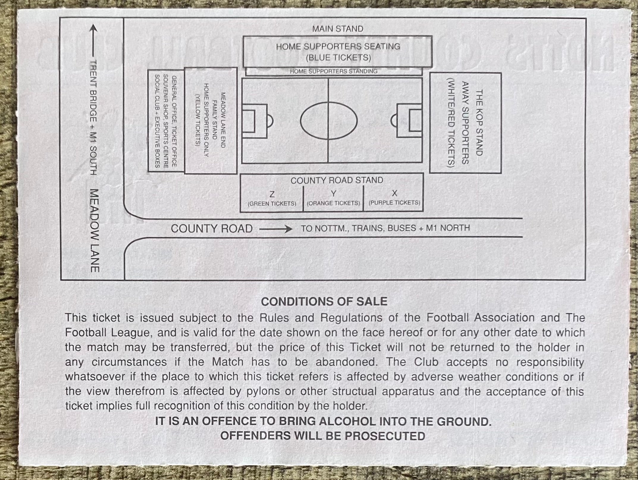 1992/93 ORIGINAL FA CUP 3RD ROUND TICKET NOTTS COUNTY V SUNDERLAND