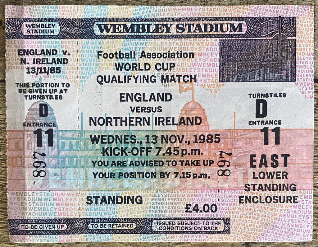 1985 ORIGINAL WORLD CUP QUALIFYING UNUSED TICKET ENGLAND V NORTHERN IRELAND