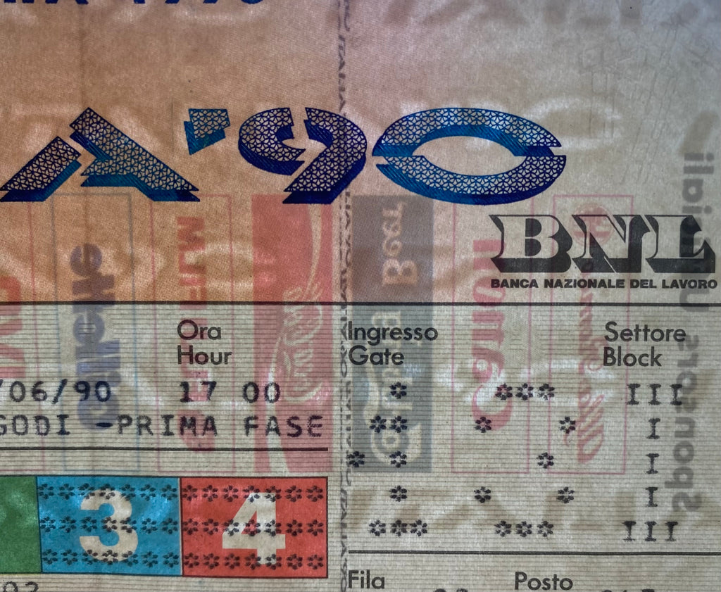 1990 ORIGINAL WORLD CUP 1ST ROUND TICKET BELGIUM V SPAIN @ VERONA