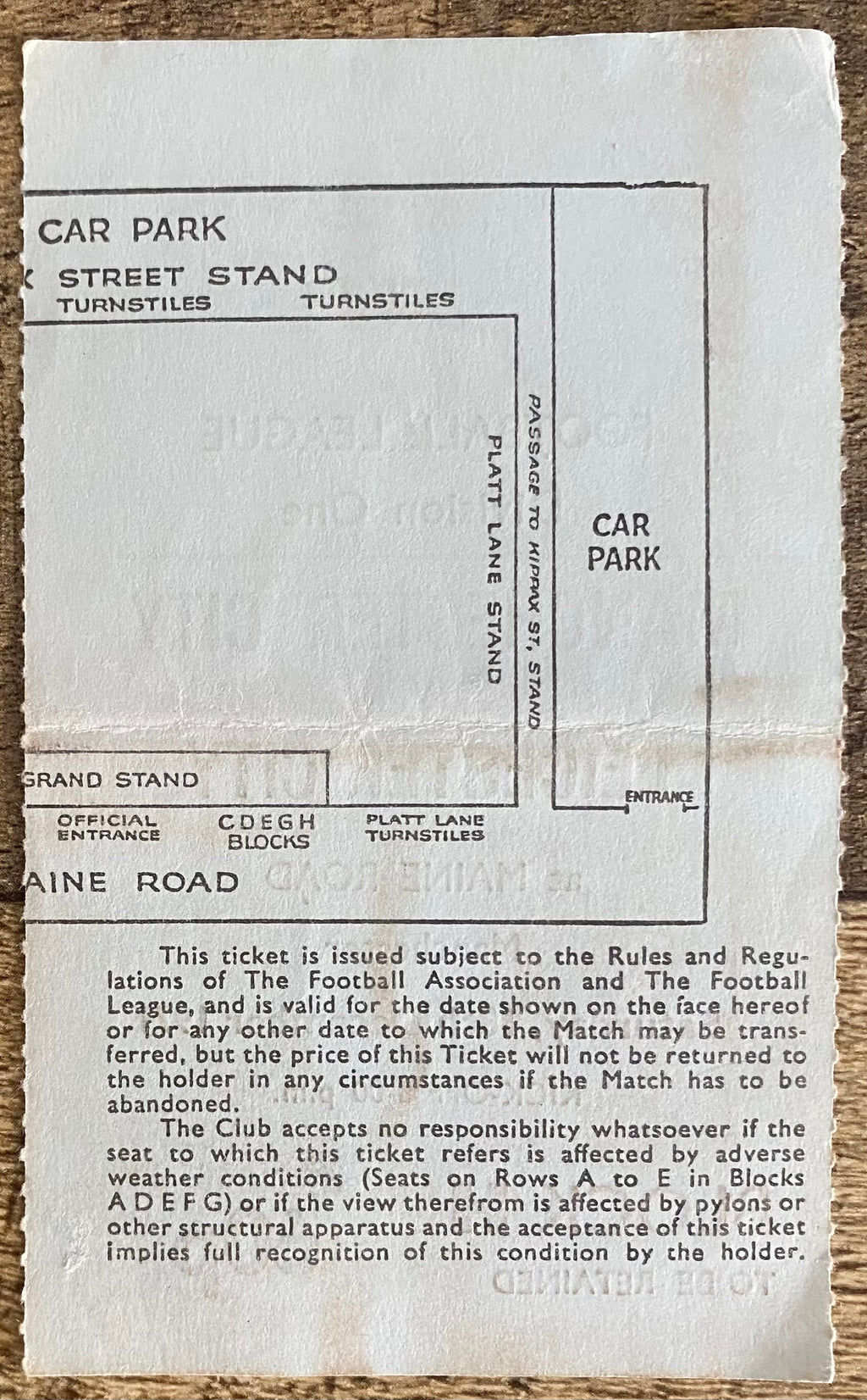 1971/72 ORIGINAL DIVISION 1 TICKET MANCHESTER CITY V LEICESTER CITY