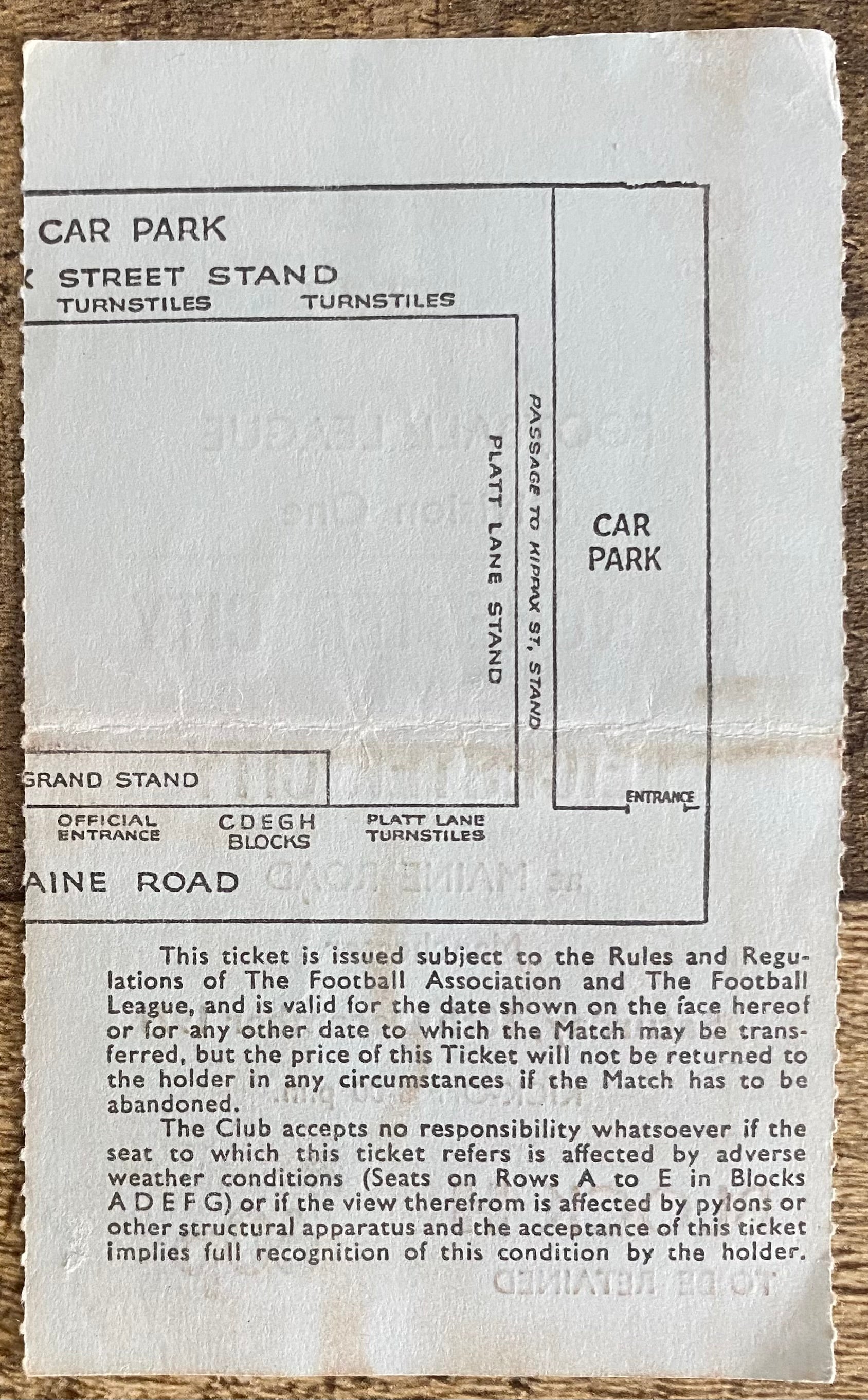 1971/72 ORIGINAL DIVISION 1 TICKET MANCHESTER CITY V LEICESTER CITY