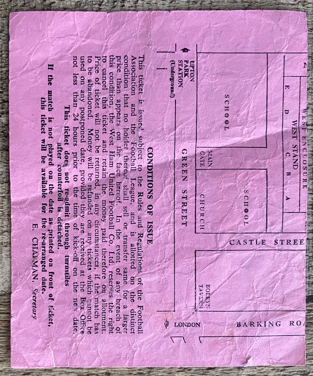 1972/73 ORIGINAL DIVISION ONE TICKET WEST HAM UNITED V MANCHESTER CITY