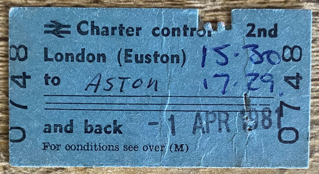1981 ORIGINAL FOOTBALL SPECIAL BRITISH RAIL TRAIN TICKET WEST HAM UNITED TRAVELLING TO LEAGUE CUP FINAL REPLAY