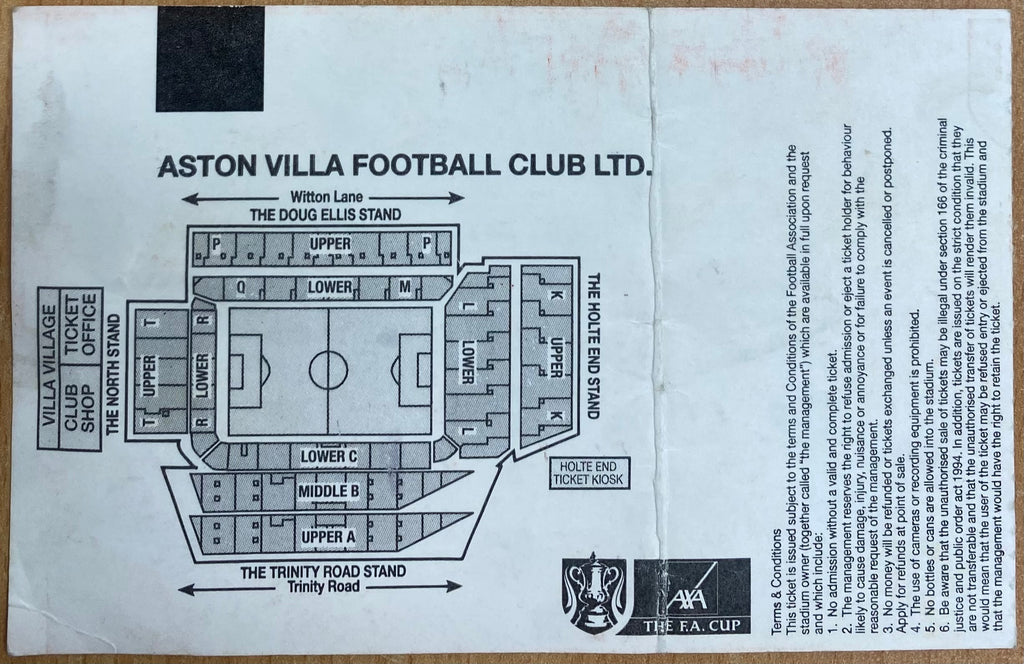 2001 ORIGINAL FA CUP SEMI FINAL TICKET WYCOMBE WANDERERS V LIVERPOOL @ VILLA PARK