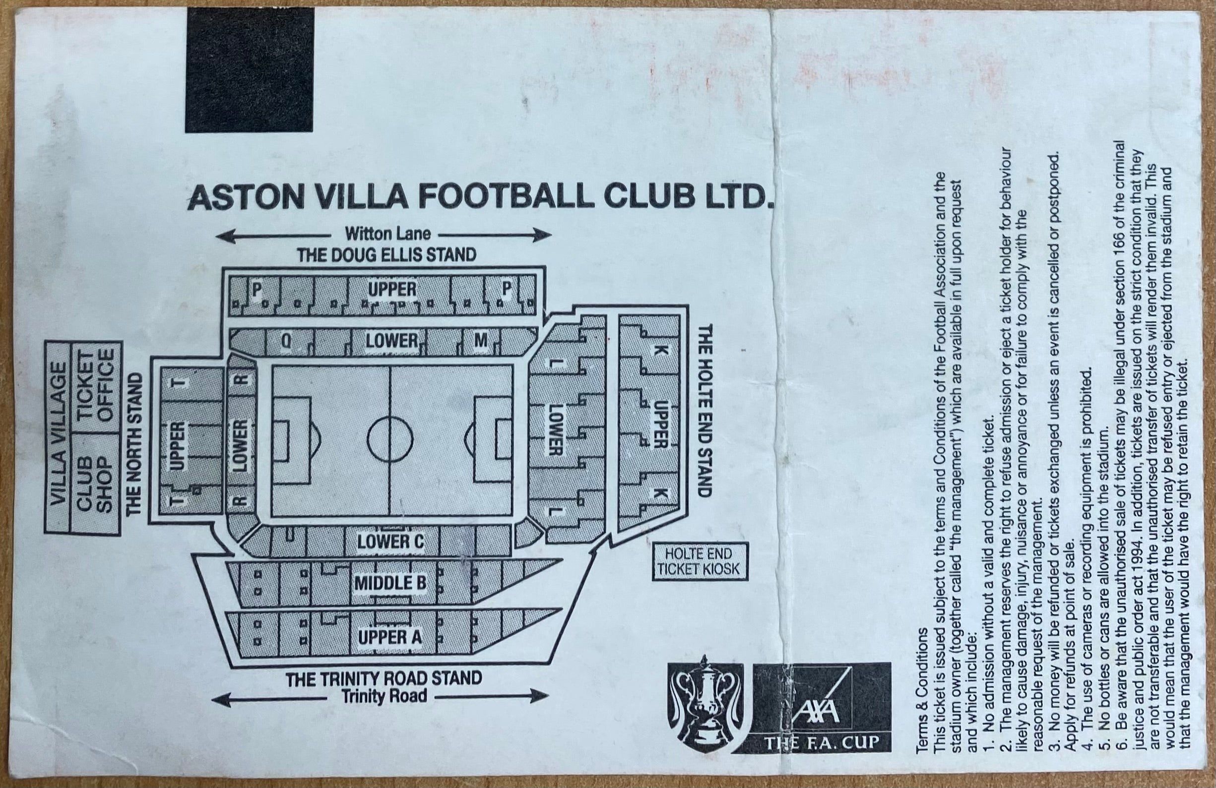 2001 ORIGINAL FA CUP SEMI FINAL TICKET WYCOMBE WANDERERS V LIVERPOOL @ VILLA PARK