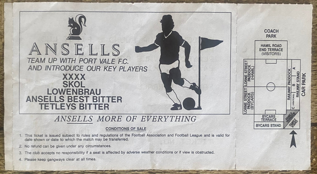 1991/92 ORIGINAL RUMBELOWS CUP 2ND ROUND 1ST LEG UNUSED TICKET PORT VALE V NOTTS COUNTY