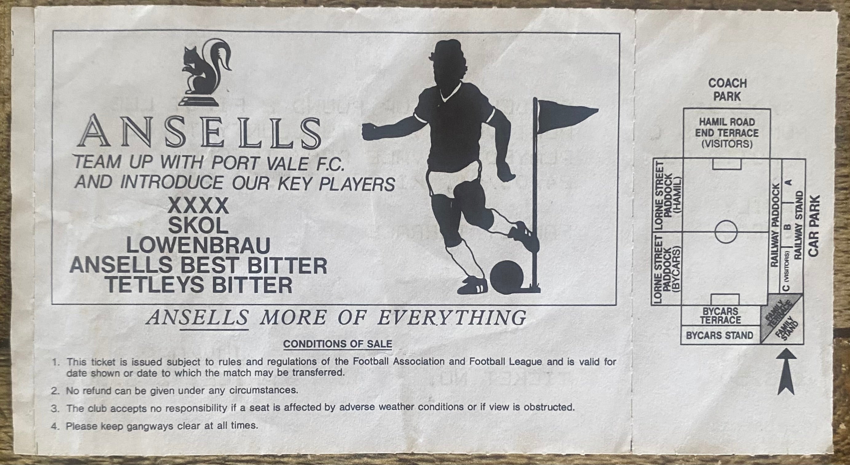 1991/92 ORIGINAL RUMBELOWS CUP 2ND ROUND 1ST LEG UNUSED TICKET PORT VALE V NOTTS COUNTY