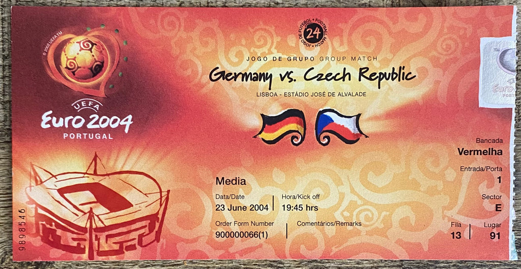 2004 ORIGINAL EUROPEAN CHAMPIONSHIPS TICKET GERMANY V CZECH REPUBLIC @ LISBON