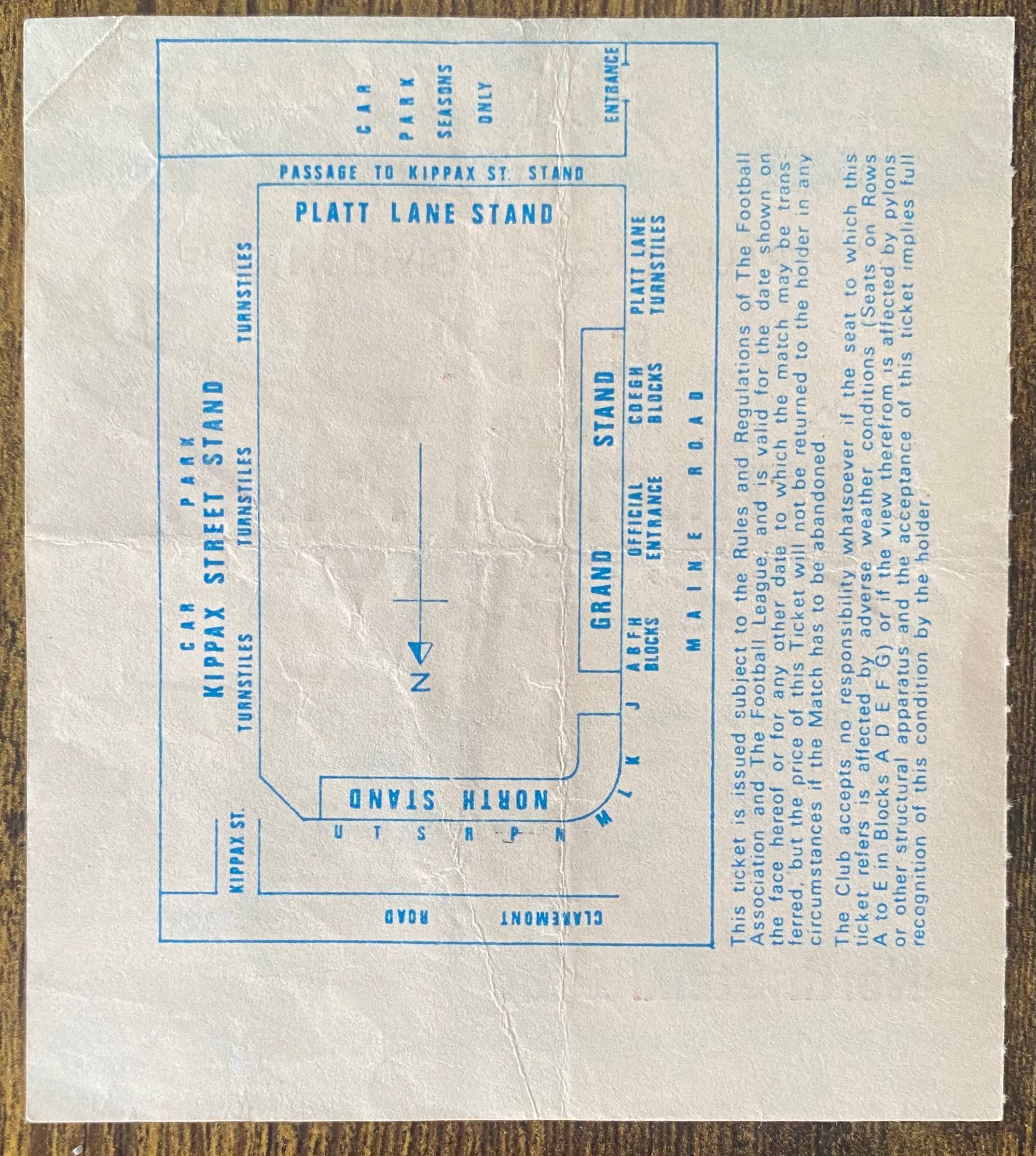 1979/80 ORIGINAL DIVISION ONE TICKET MANCHESTER CITY V NOTTINGHAM FOREST