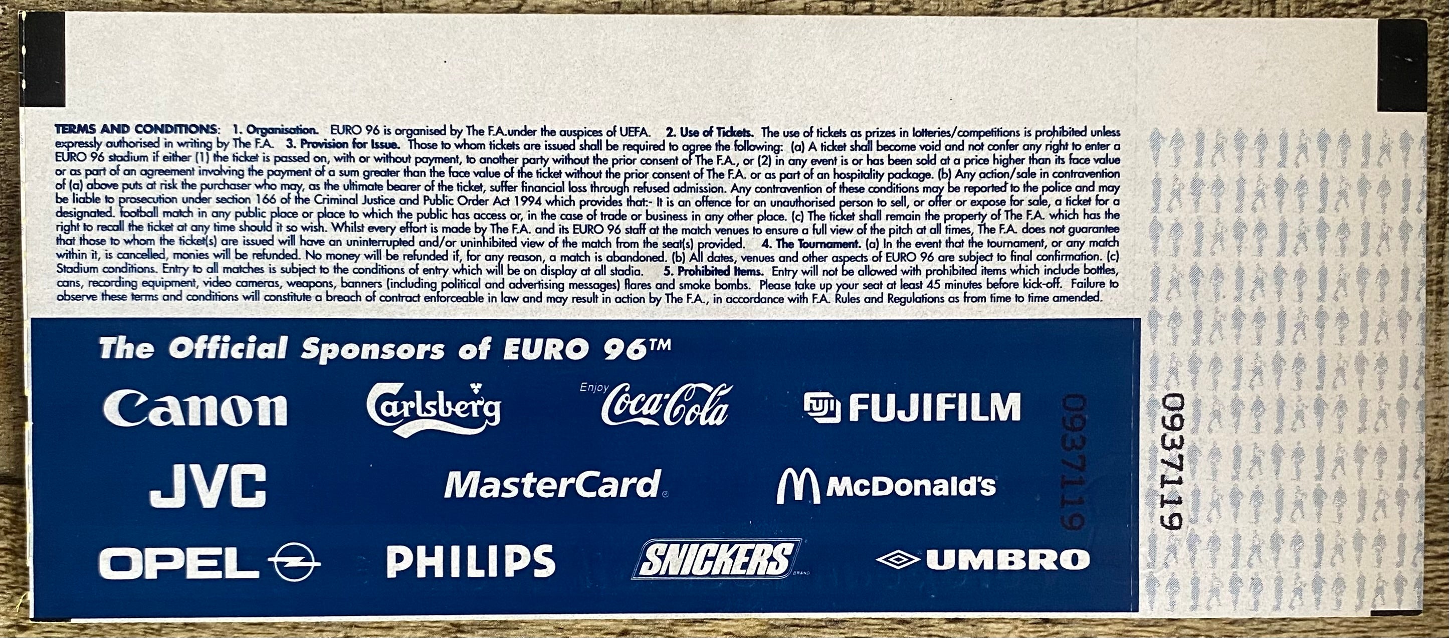 1996 ORIGINAL EUROPEAN CHAMPIONSHIPS EURO 96 UNUSED TICKET FRANCE V SPAIN @ELLAND ROAD