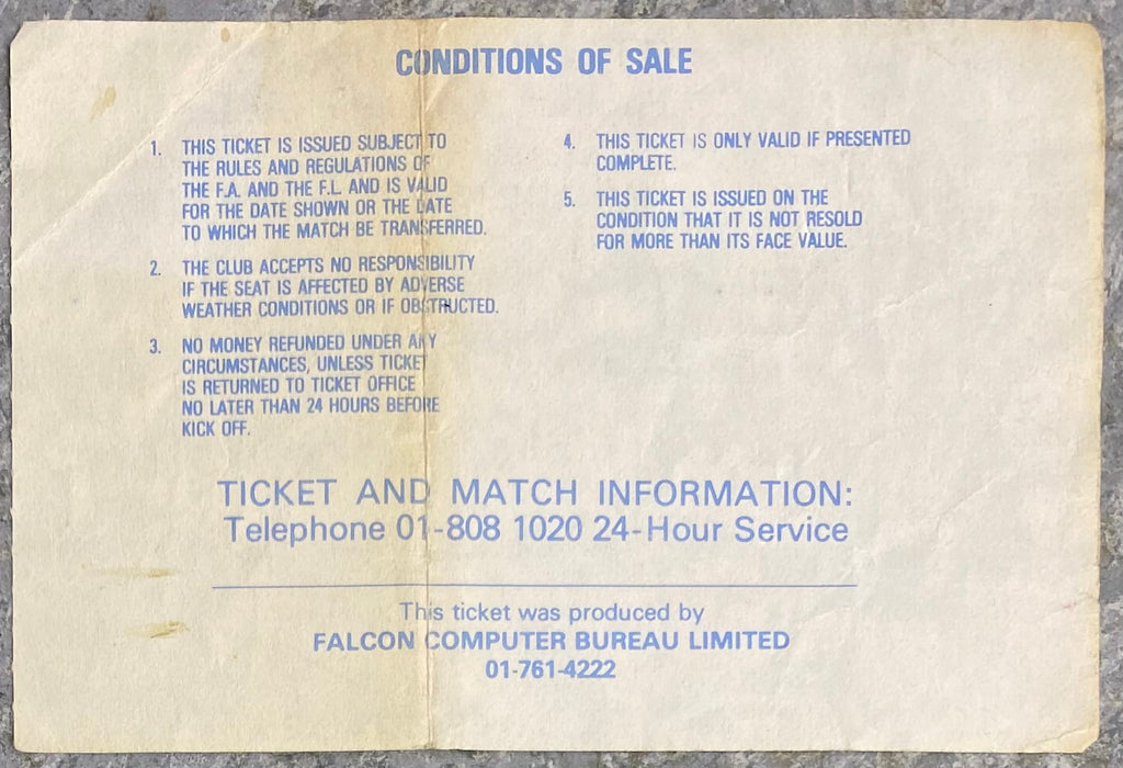 1981/82 ORIGINAL LEAGUE CUP 5TH ROUND TICKET TOTTENHAM HOTSPUR V NOTTINGHAM FOREST