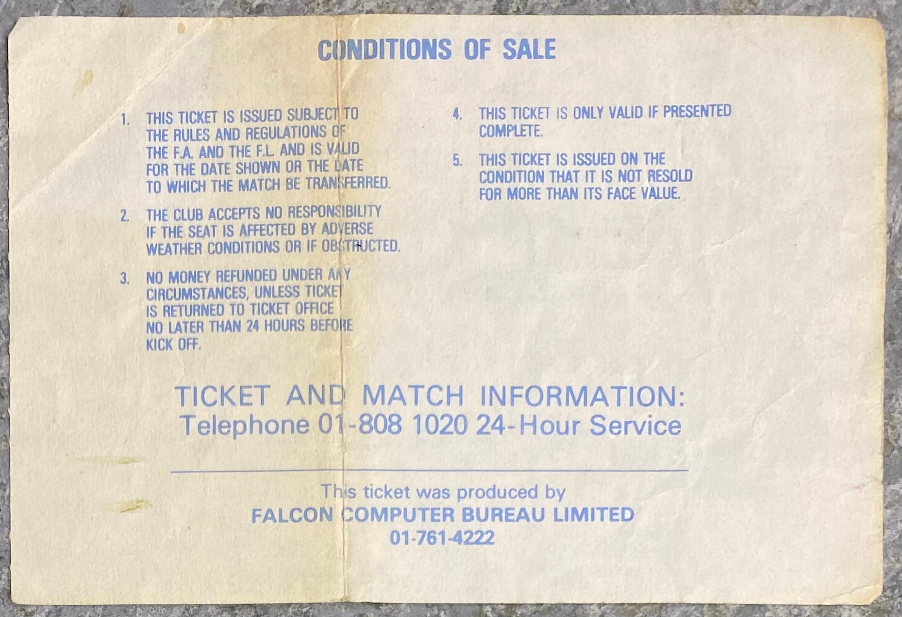 1981/82 ORIGINAL LEAGUE CUP 5TH ROUND TICKET TOTTENHAM HOTSPUR V NOTTINGHAM FOREST