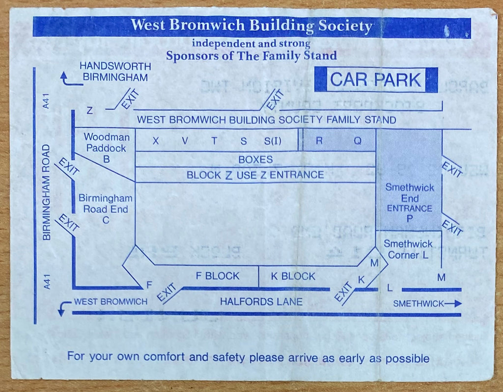 1992/93 ORIGINAL DIVISION 2 TICKET WEST BROMWICH ALBION V STOCKPORT COUNTY