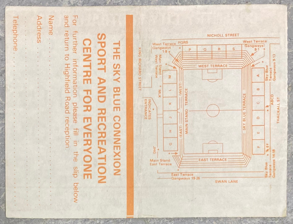 1984/85 ORIGINAL DIVISION ONE TICKET COVENTRY CITY V EVERTON