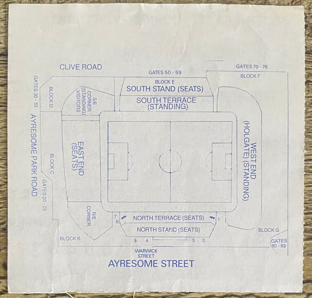 1989/90 ORIGINAL DIVISION 2 TICKET MIDDLESBROUGH V WOLVERHAMPTON WANDERERS
