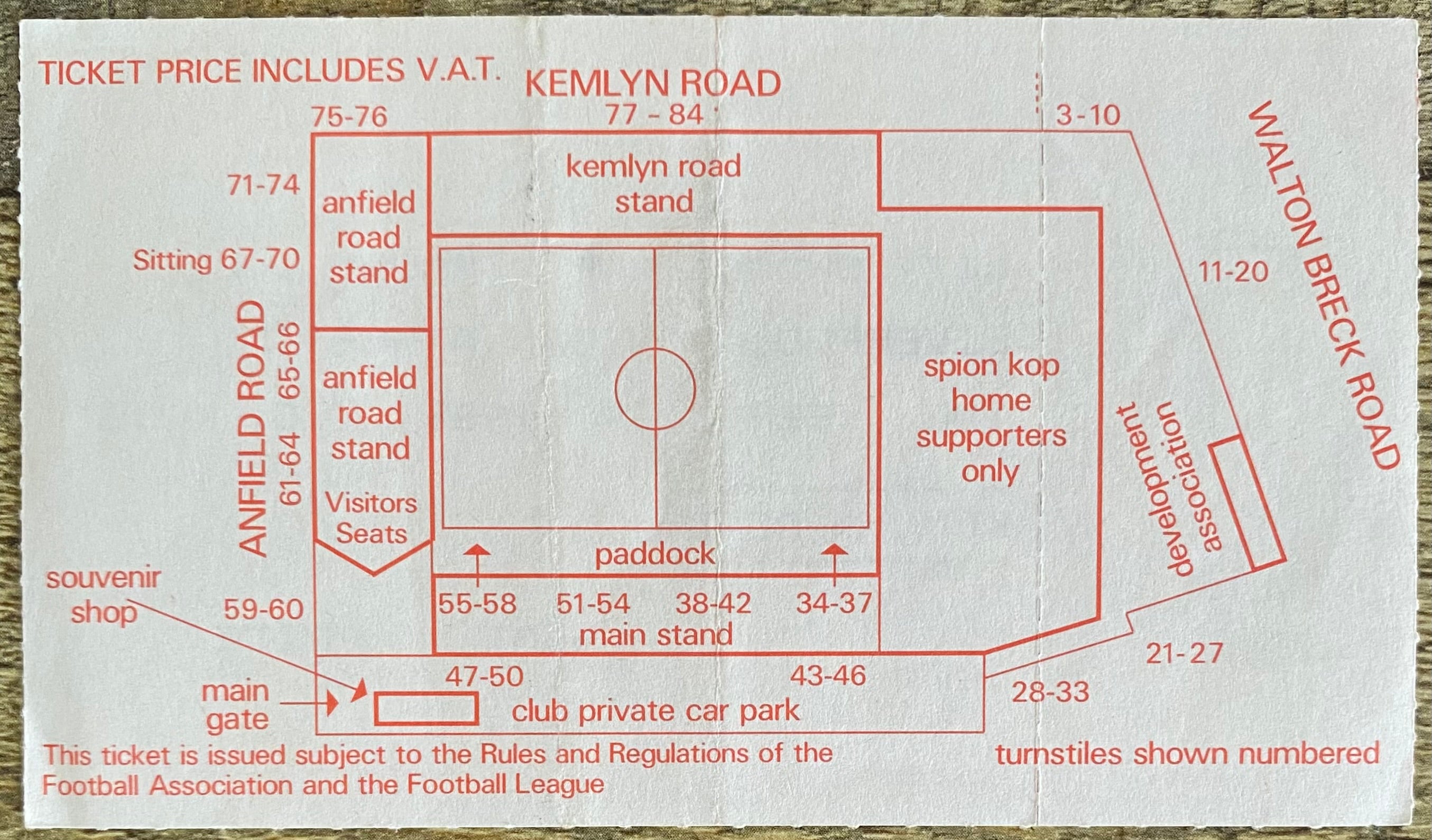 1989/90 ORIGINAL LITTLEWOODS CUP 2ND ROUND 1ST LEG TICKET LIVERPOOL V WIGAN ATHLETIC