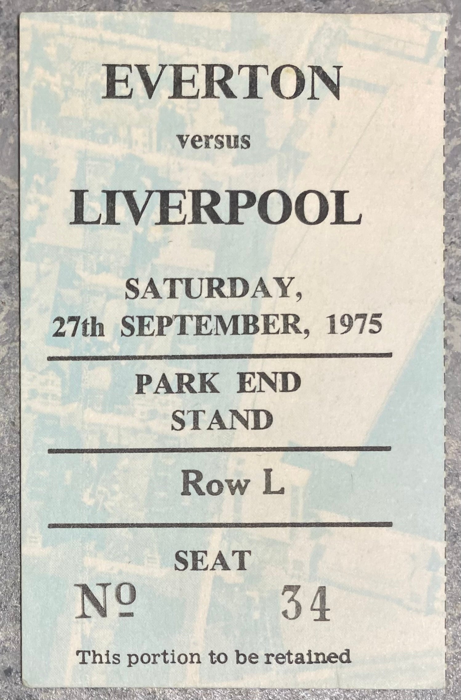 1975/76 ORIGINAL DIVISION ONE TICKET EVERTON V LIVERPOOL