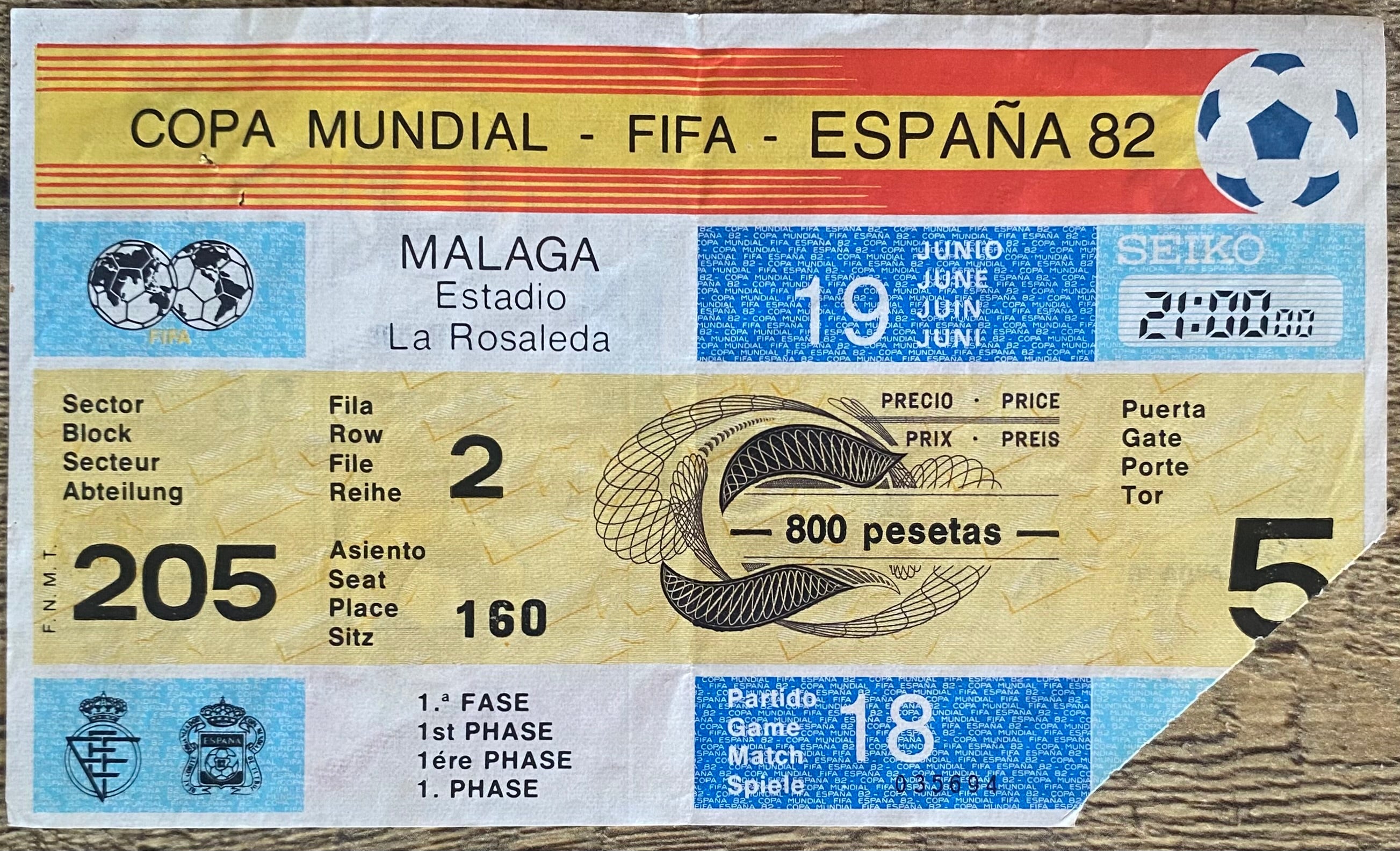 1982 ORIGINAL WORLD CUP 1ST ROUND TICKET SCOTLAND V NEW ZEALAND @ MALAGA