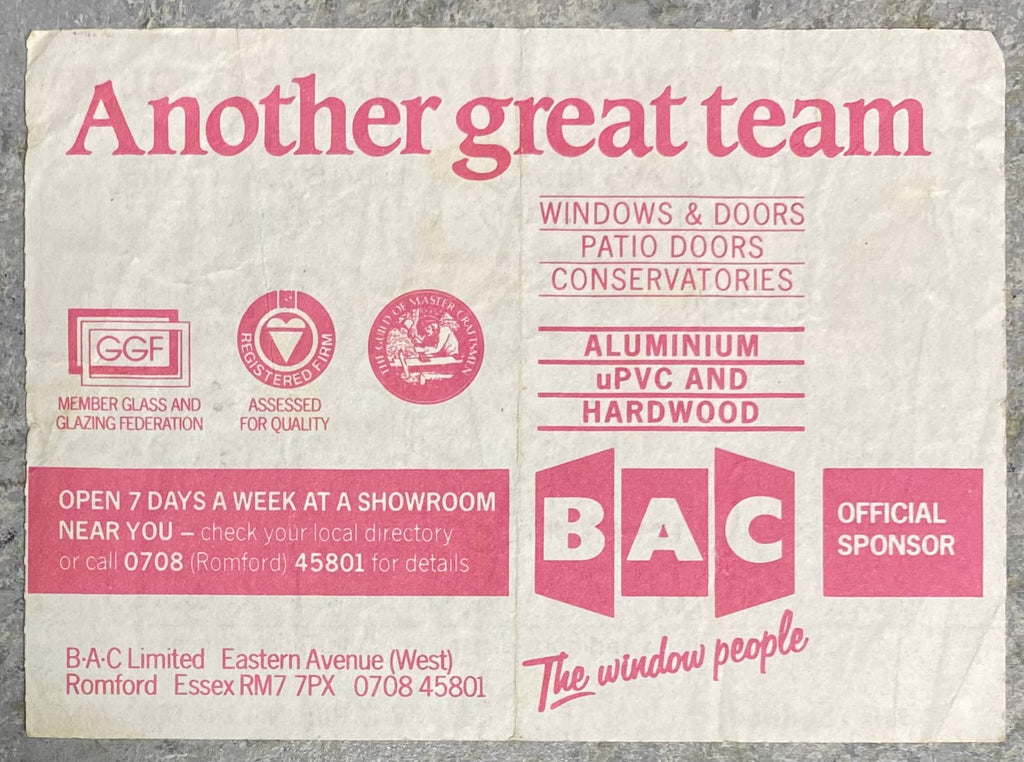 1989/90 ORIGINAL DIVISION TWO TICKET WEST HAM UNITED V LEEDS UNITED