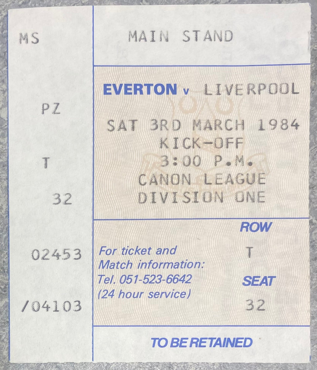 1983/84 ORIGINAL DIVISION ONE TICKET EVERTON V LIVERPOOL