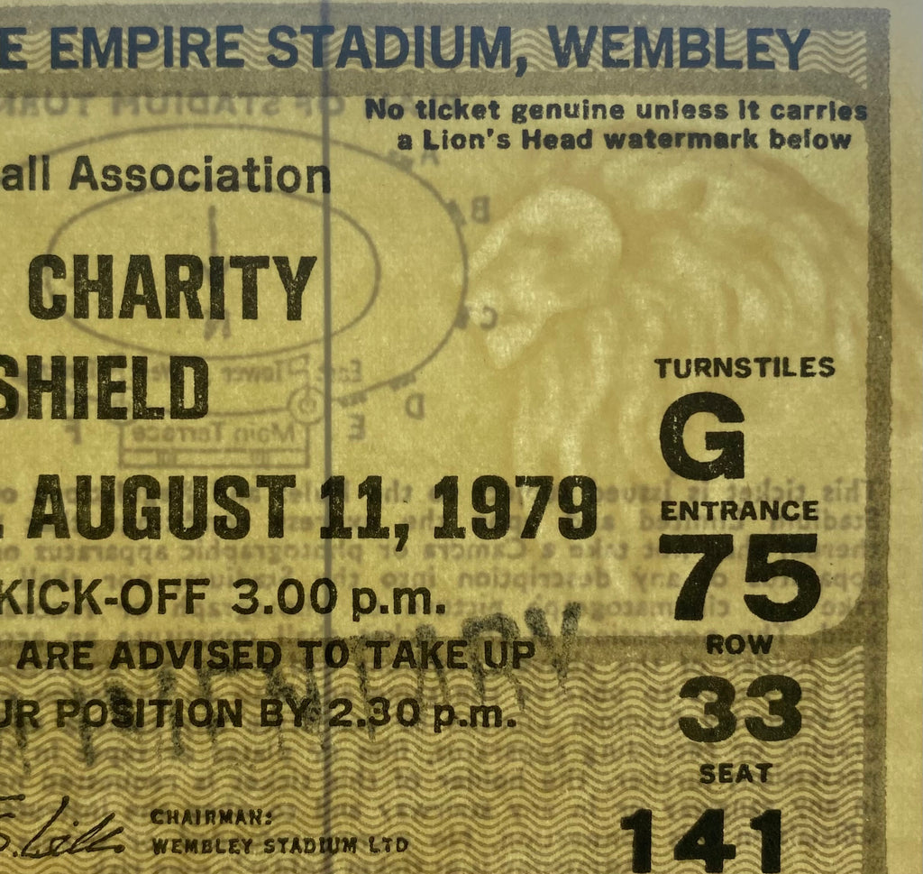 1979 ORIGINAL CHARITY SHIELD UNUSED TICKET LIVERPOOL V ARSENAL
