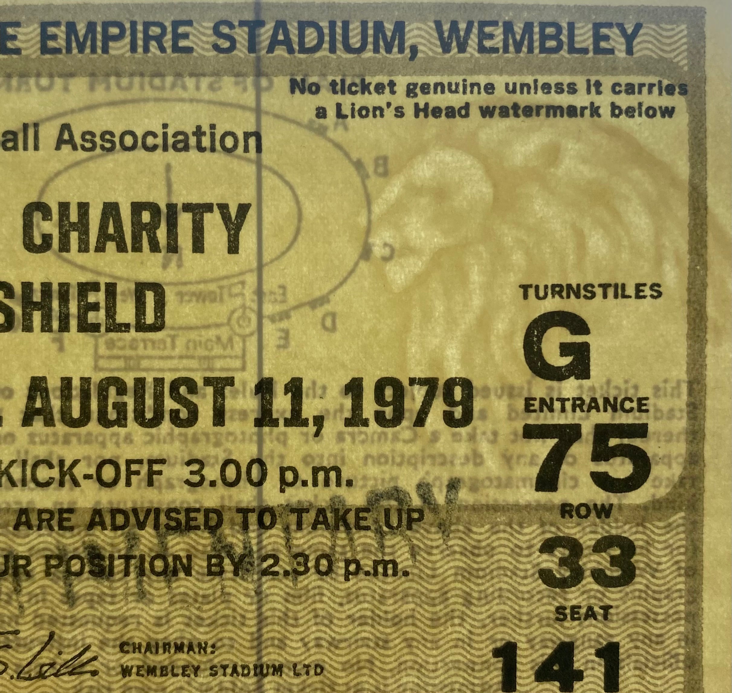 1979 ORIGINAL CHARITY SHIELD UNUSED TICKET LIVERPOOL V ARSENAL