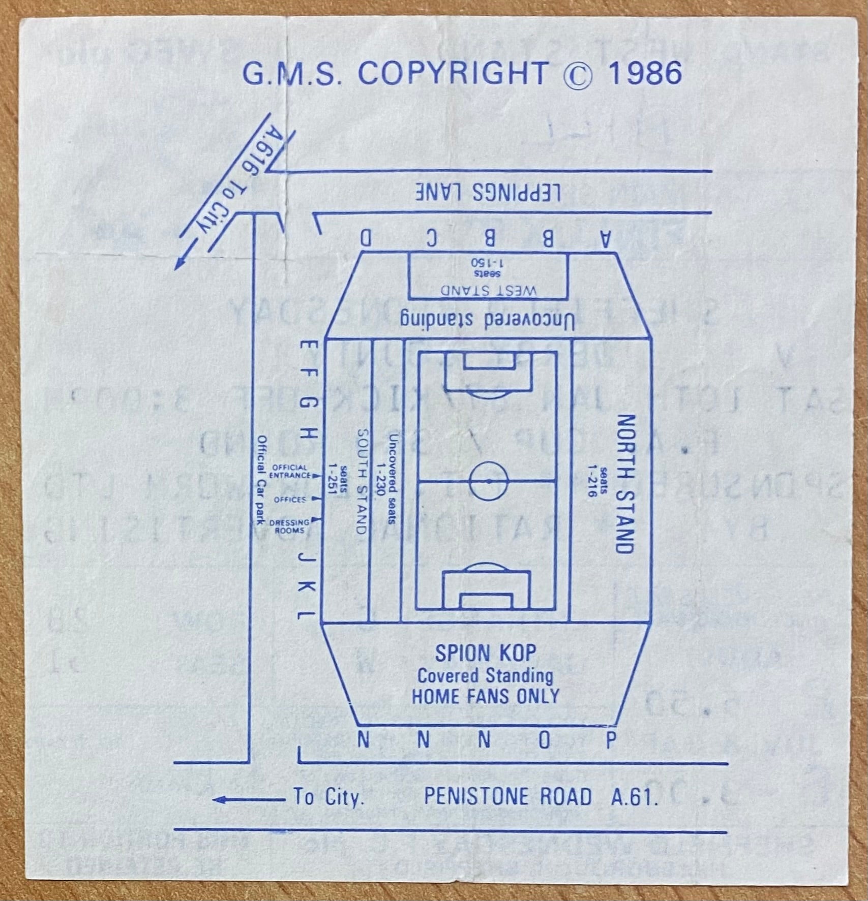 1986/87 ORIGINAL FA CUP 3RD ROUND TICKET SHEFFIELD WEDNESDAY V DERBY COUNTY