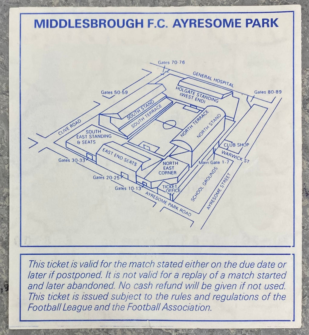 1992/93 ORIGINAL PREMIER LEAGUE TICKET MIDDLESBROUGH V EVERTON