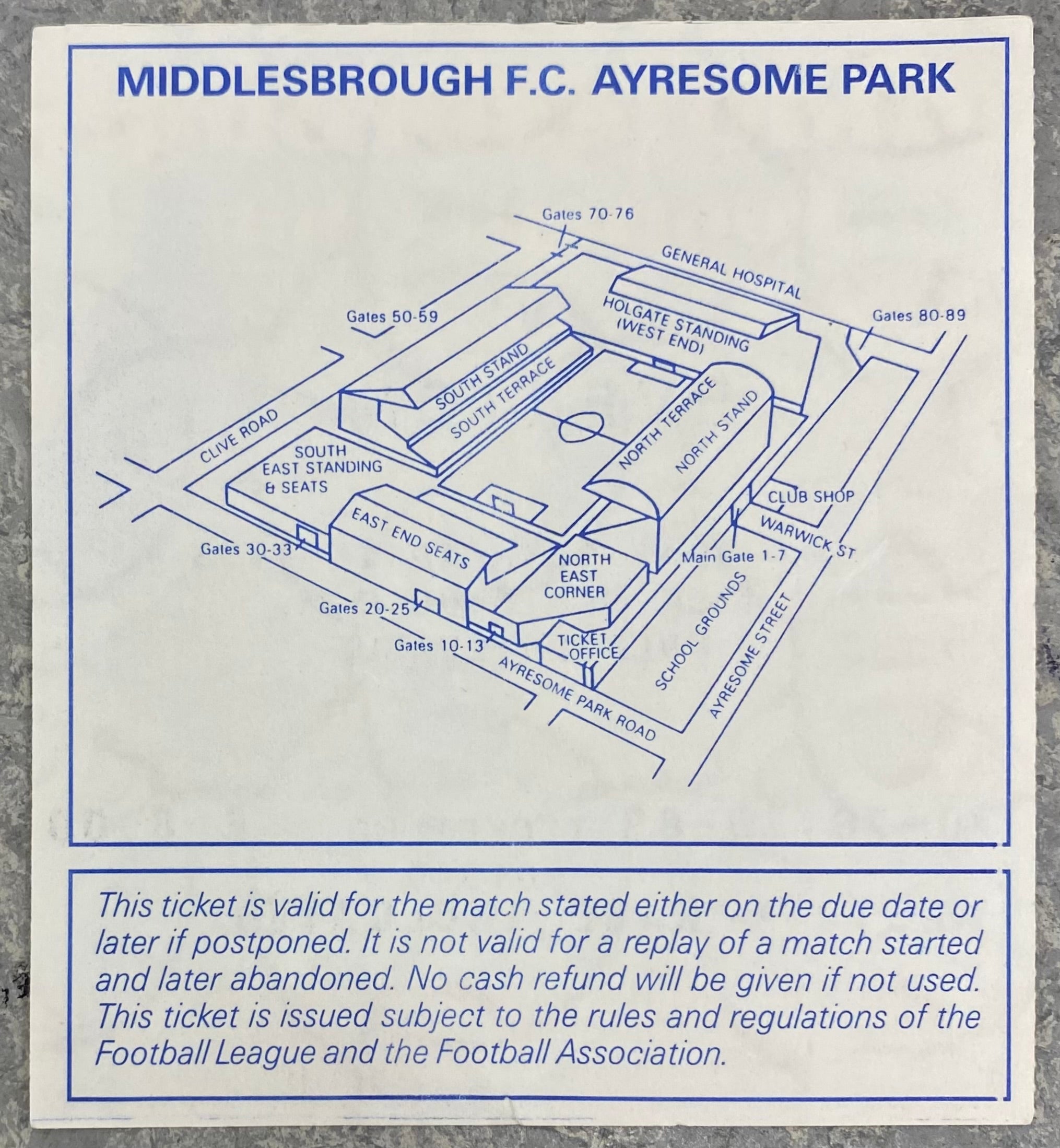 1992/93 ORIGINAL PREMIER LEAGUE TICKET MIDDLESBROUGH V EVERTON