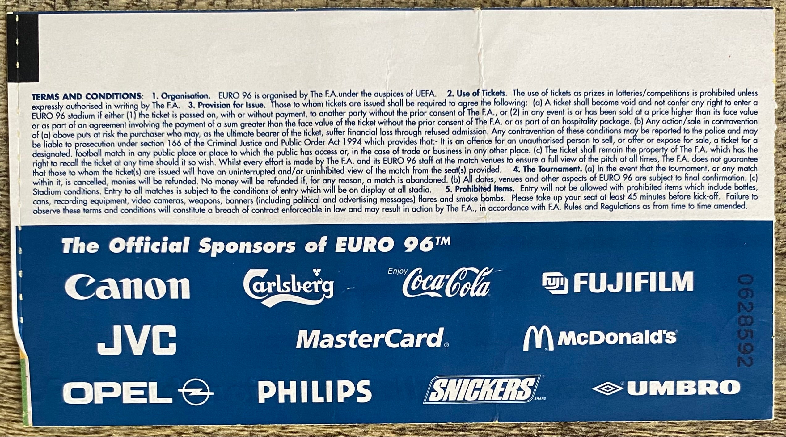 1996 ORIGINAL EUROPEAN CHAMPIONSHIPS EURO 96 TICKET SPAIN V BULGARIA @ ELLAND RD
