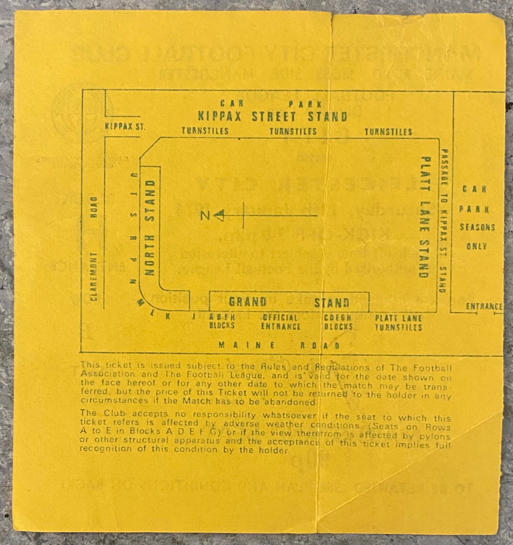 1973/74 ORIGINAL DIVISION 1 TICKET MANCHESTER CITY V LEICESTER CITY