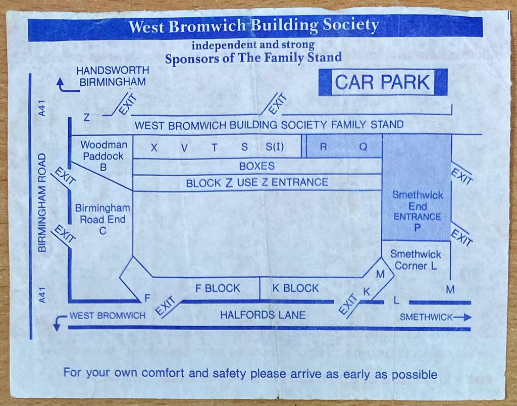 1992/93 ORIGINAL DIVISION 2 TICKET WEST BROMWICH ALBION V HARTLEPOOL UNITED
