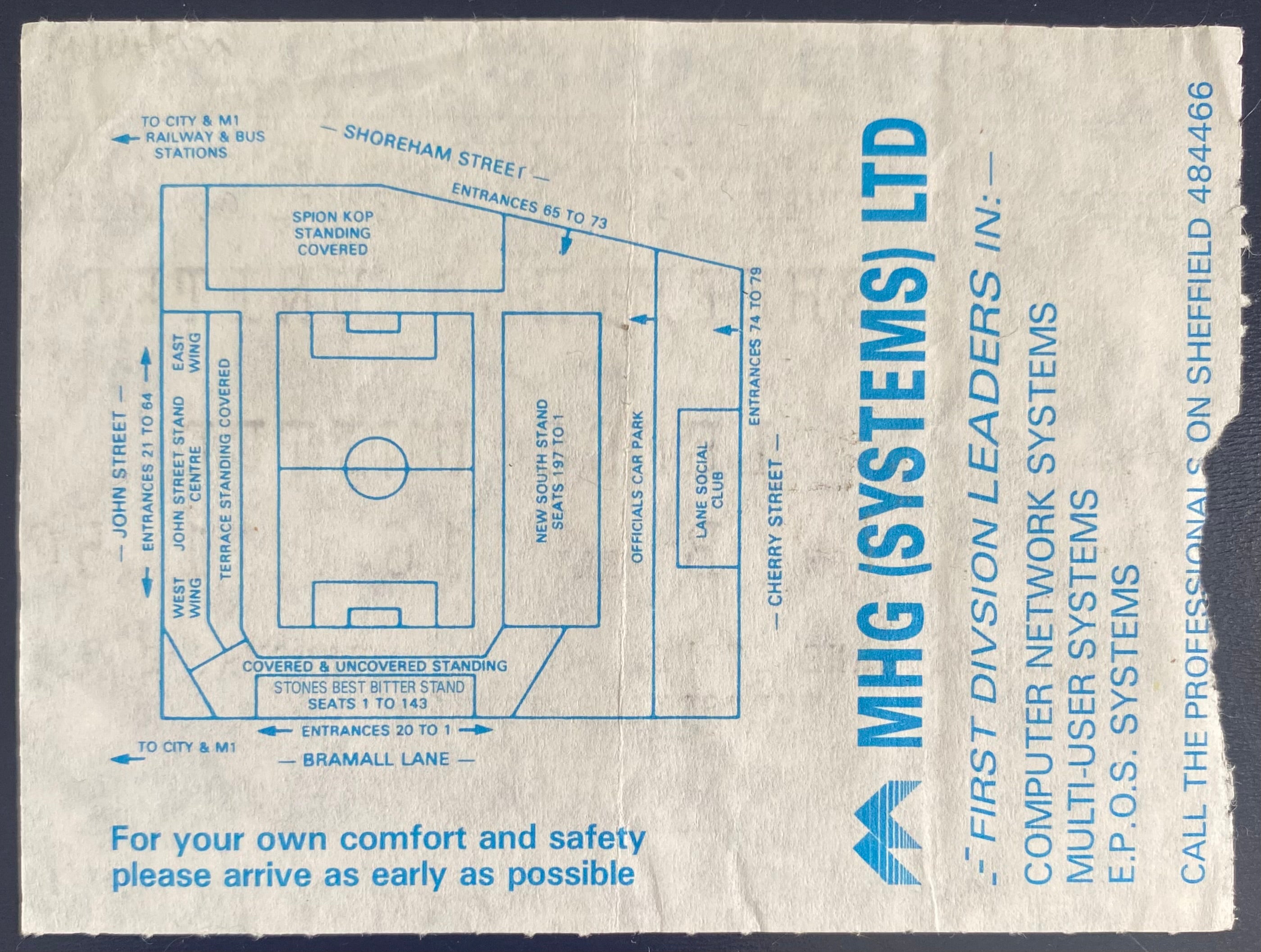 1990/91 ORIGINAL DIVISION 1 TICKET SHEFFIELD UNITED V LEEDS UNITED