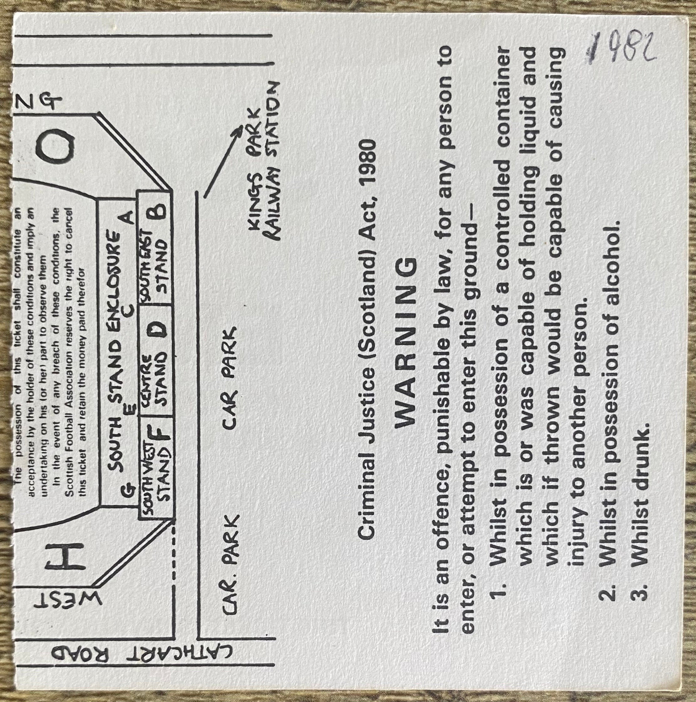 1982 ORIGINAL BRITISH HOME INTERNATIONAL CHAMPIONSHIPS TICKET SCOTLAND V ENGLAND