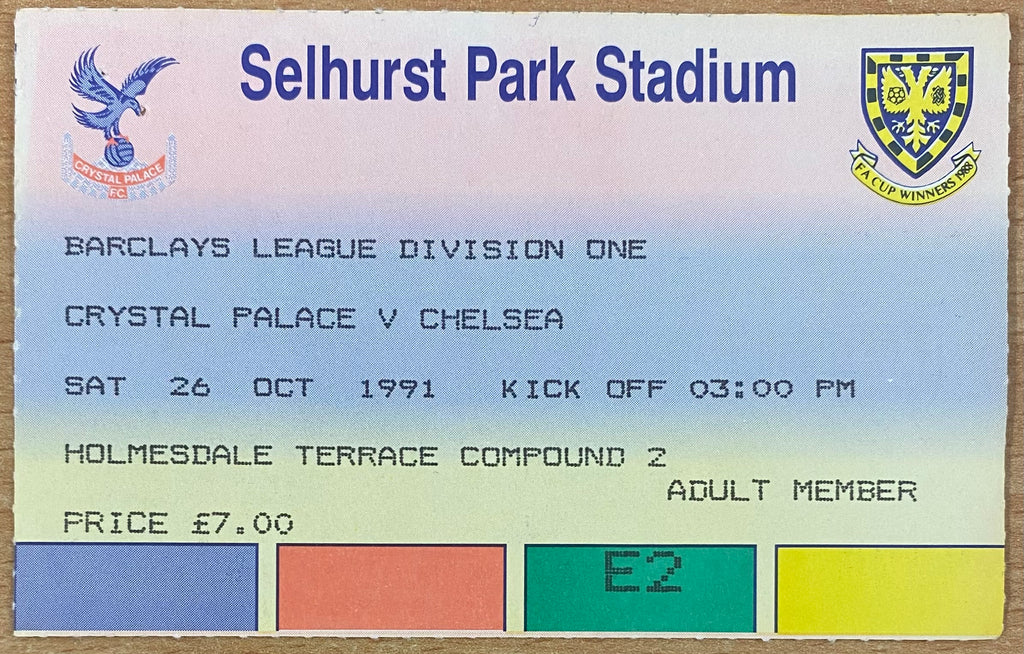 1991/92 ORIGINAL DIVISION 1 TICKET CRYSTAL PALACE V CHELSEA
