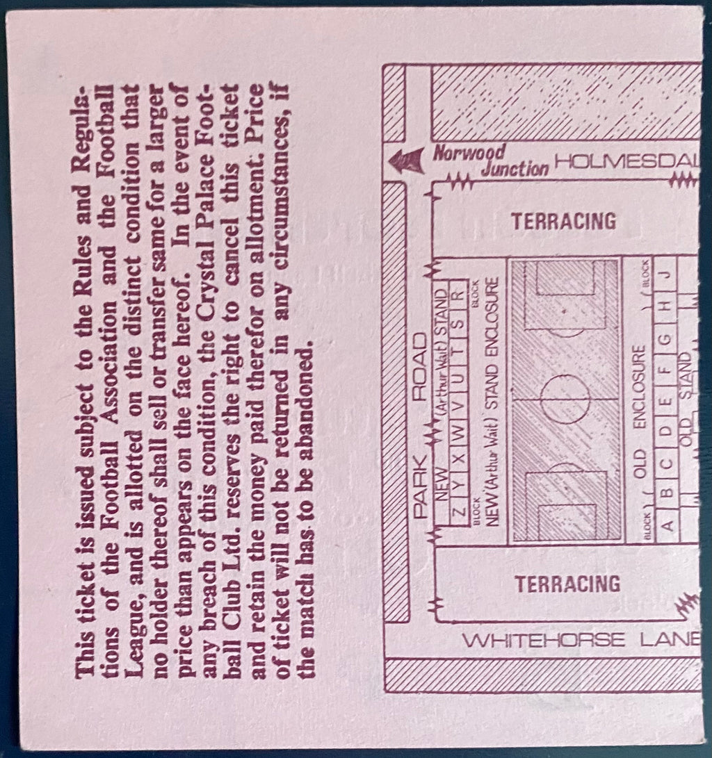 1973/74 ORIGINAL DIVISION 2 TICKET CRYSTAL PALACE V PRESTON NORTH END