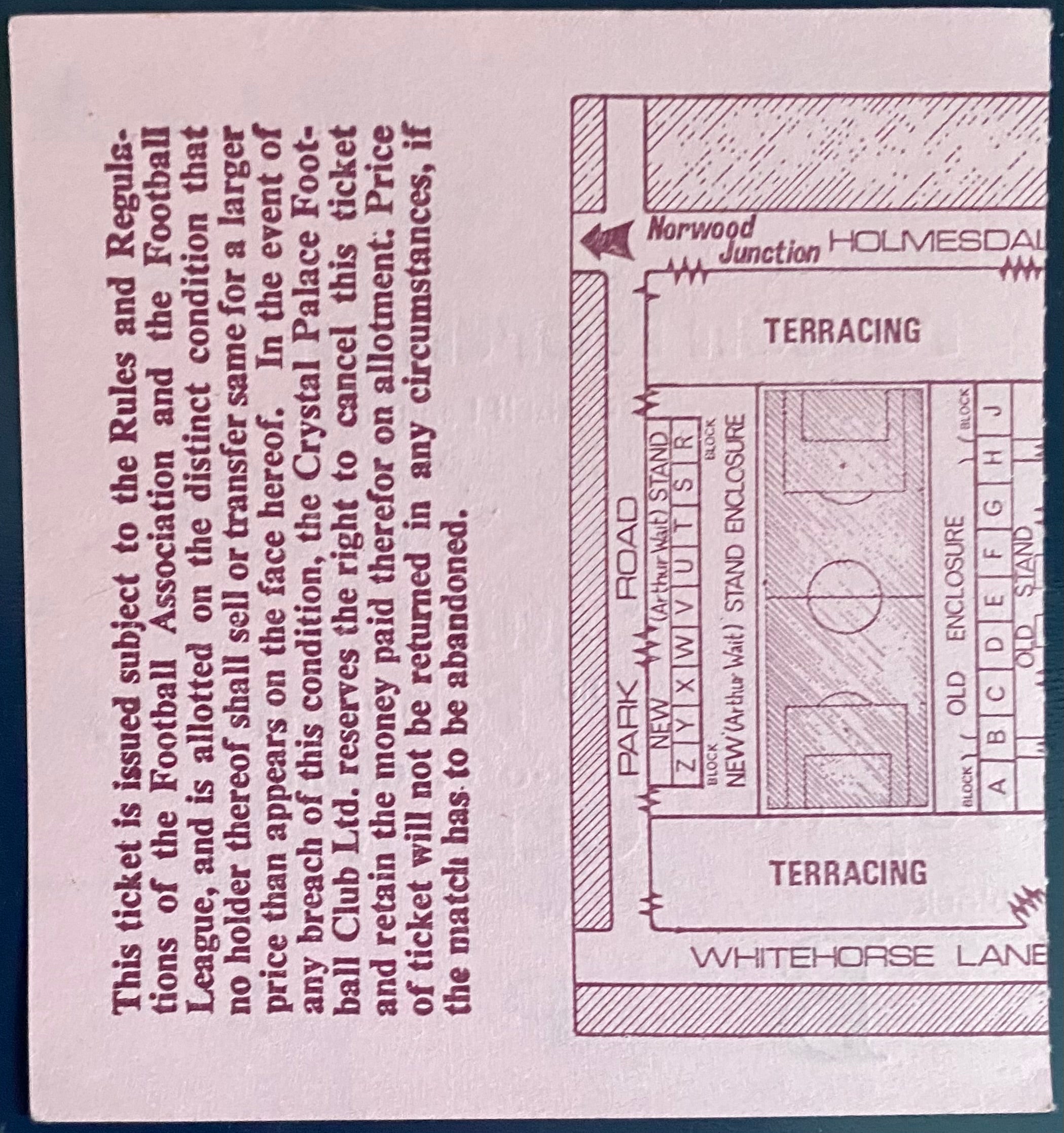 1973/74 ORIGINAL DIVISION 2 TICKET CRYSTAL PALACE V PRESTON NORTH END