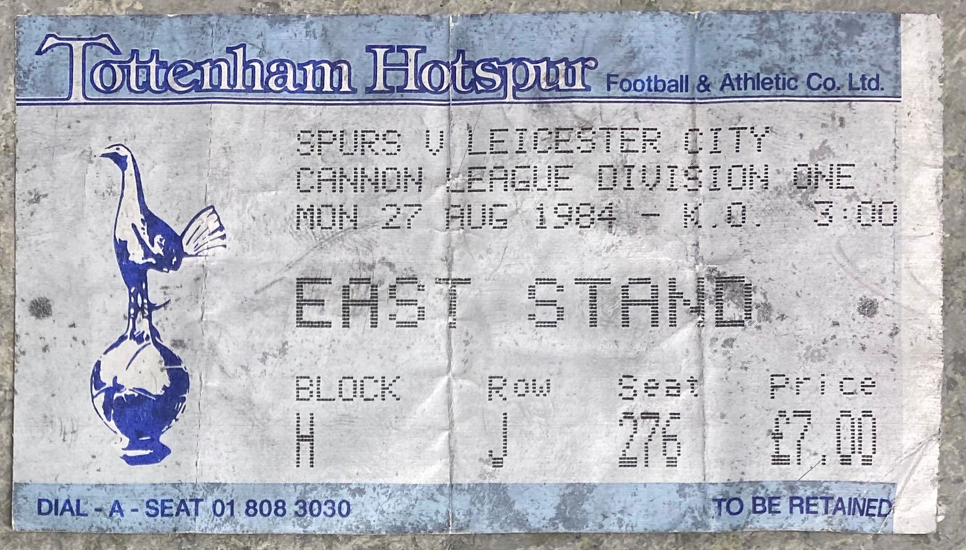 1984/85 ORIGINAL DIVISION ONE TICKET TOTTENHAM HOTSPUR V LEICESTER CITY